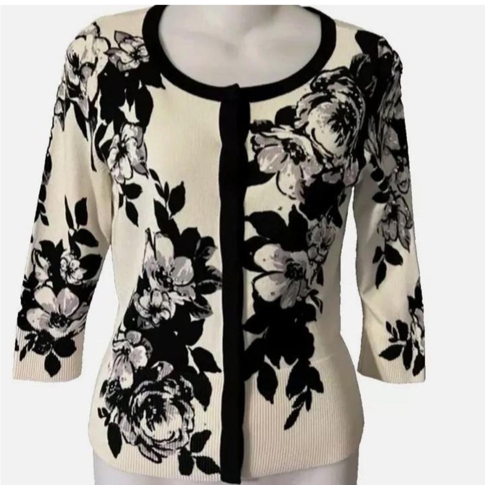 White House Black Market Floral Cardigan